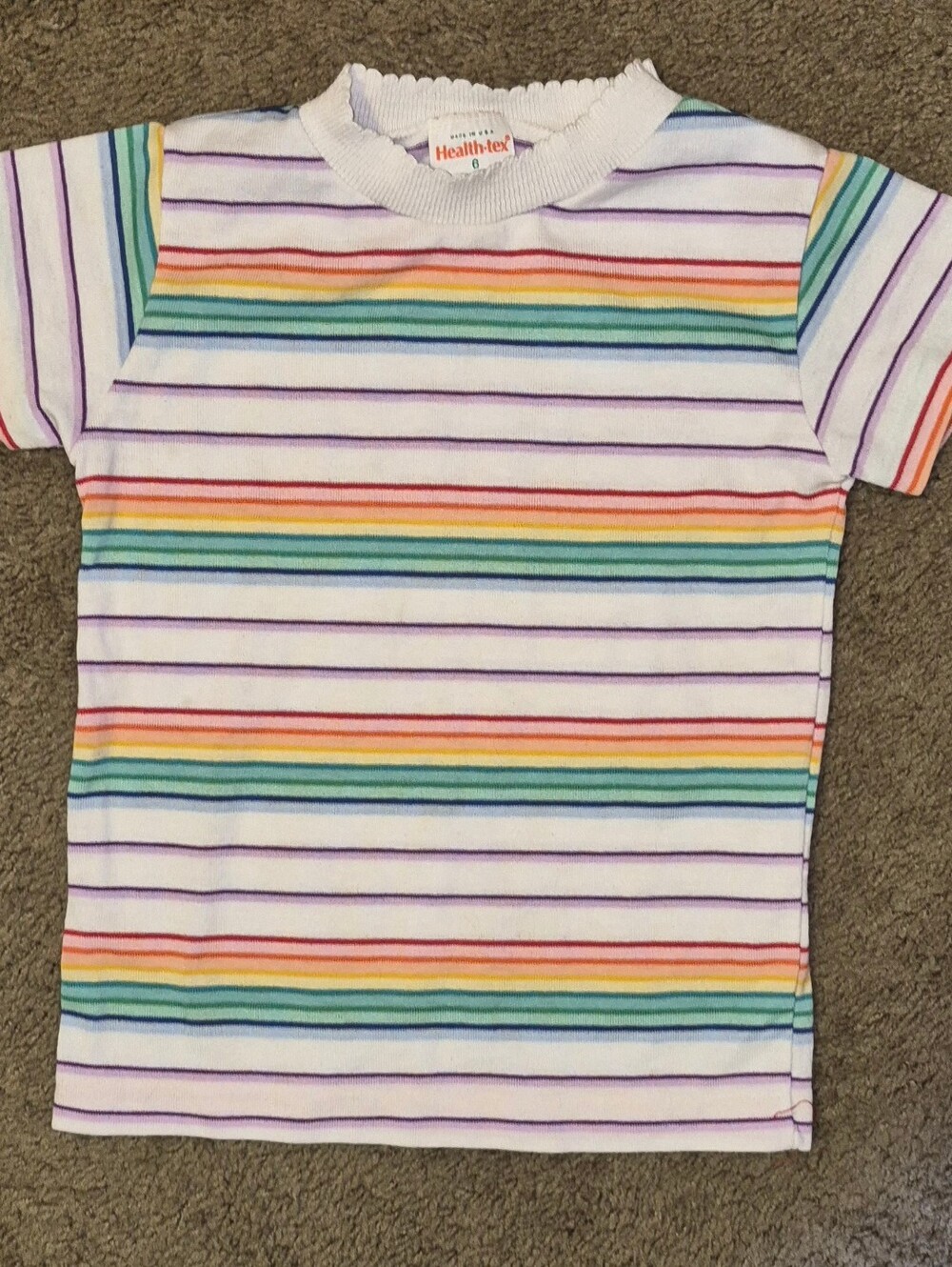 Vintage Health-tex Colorful Striped T Shirt Rainbow 🌈 Tee Size 6 Pride Kids